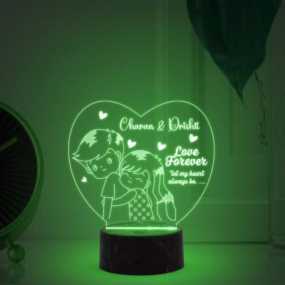 Love Forever Couple Night lamp with Multicolored Light Customized with Name Gift for Loveable Person